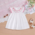 Girls White Embroidered Flutter Sleeve Dress Casual Dresses White 1-2 Y