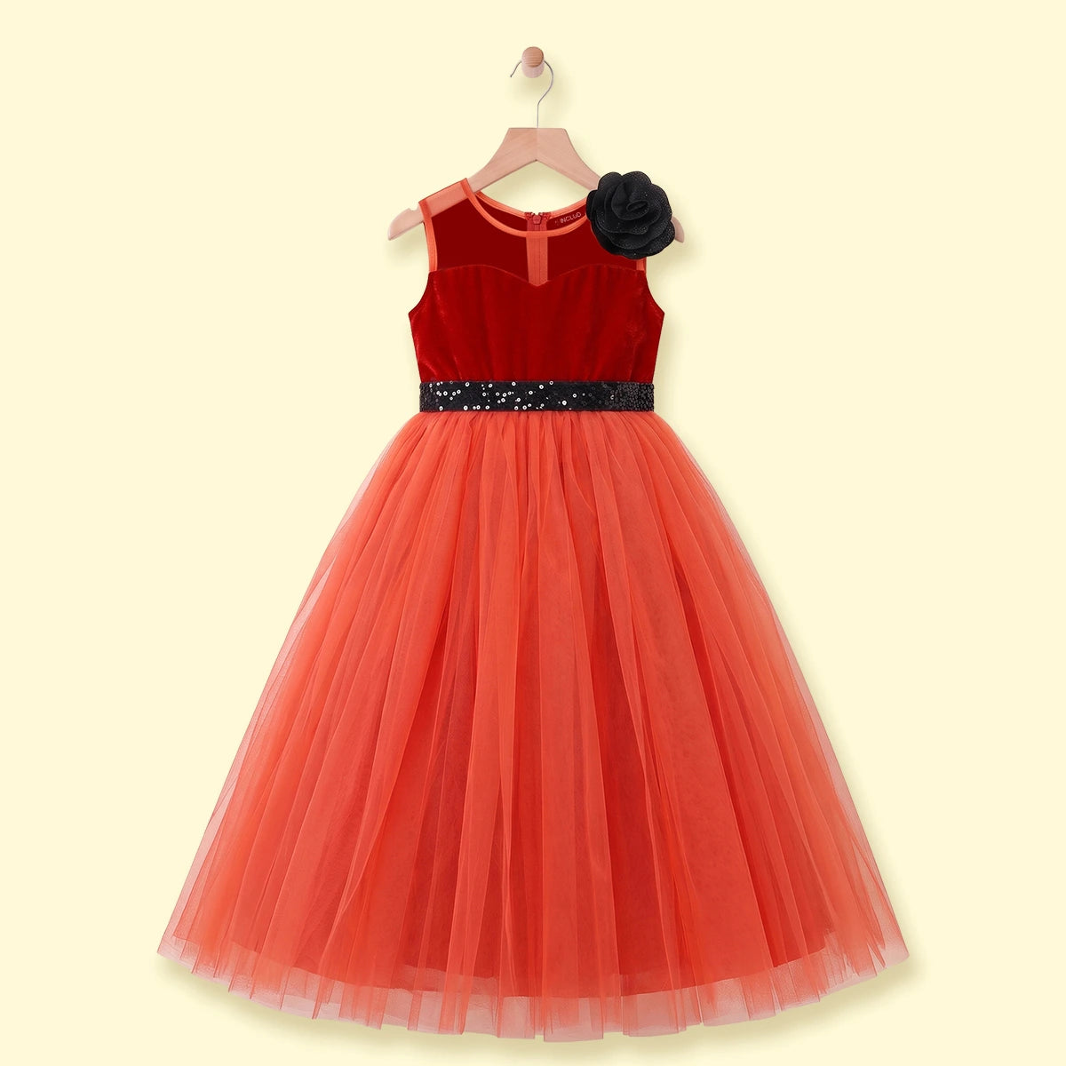 Girls Rust Floral Applique Sleeveless Fit & Flare Party Dress Party Dresses Rust 2-3 Y