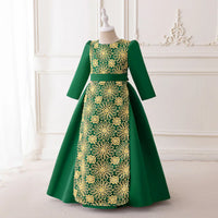 Girls Green Floral Embroidered Fit & Flare Dress Casual Dresses