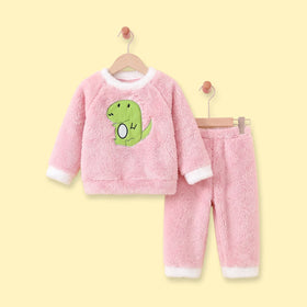 Girls Pink Dinosaur Applique Sweatshirt With Pants Sets 2 pc. Sets Pink 1-2 Y