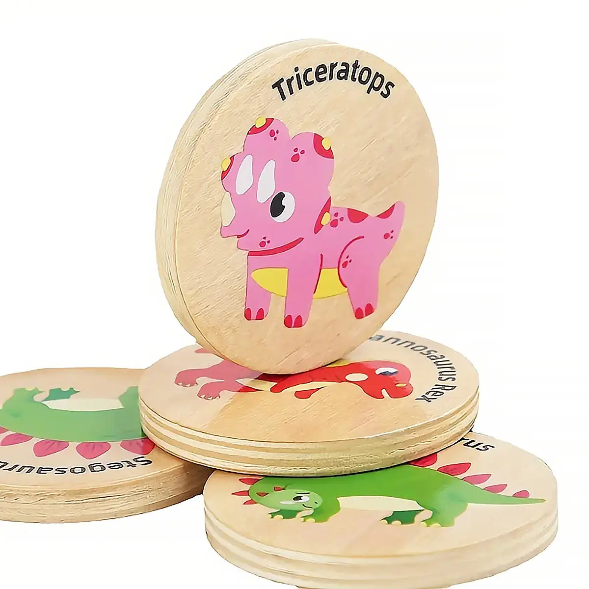 Kids Yellow Wooden Dinosaur Matching Puzzle Discs Trending Accessories Yellow Onesize