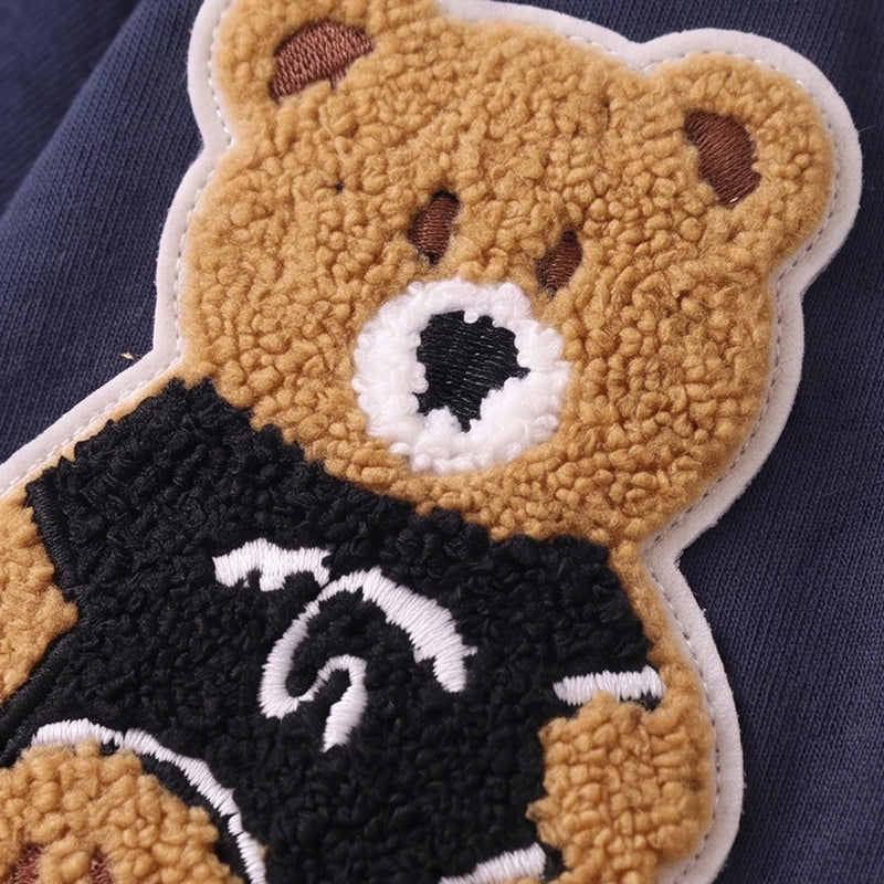 Boys Navy Blue Bear Applique Raglan Sleeve Cardigan Sweaters & Cardigans