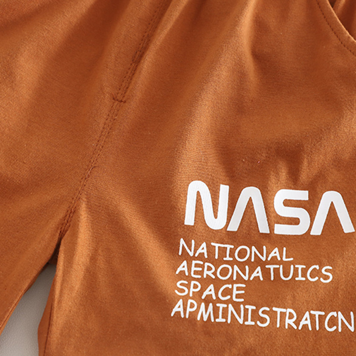 Boys Brown Typographic Nasa Printed T-Shirt With Shorts Set 2 pc. Sets