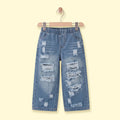 Girls Light Blue Distressed Jeans Pants Light Blue 3-4 Y