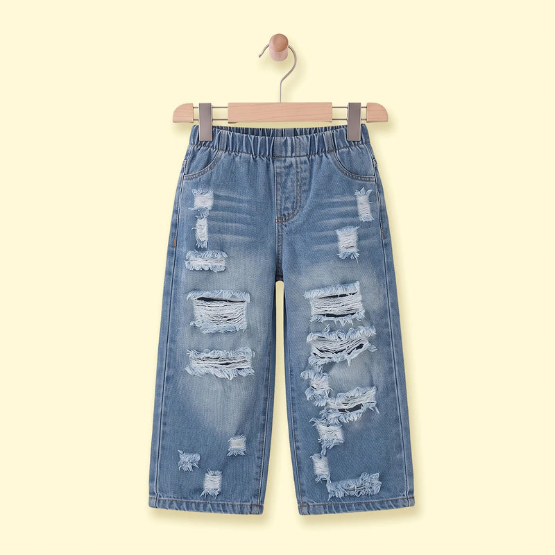 Girls Light Blue Distressed Jeans Pants Light Blue 3-4 Y