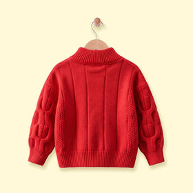 Girls Red Cable Knit Long Sleeve Sweater Sweaters & Cardigans