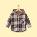 Boys Brown Checked Long Sleeve Hooded Shirt Shirts Brown 1-2 Y