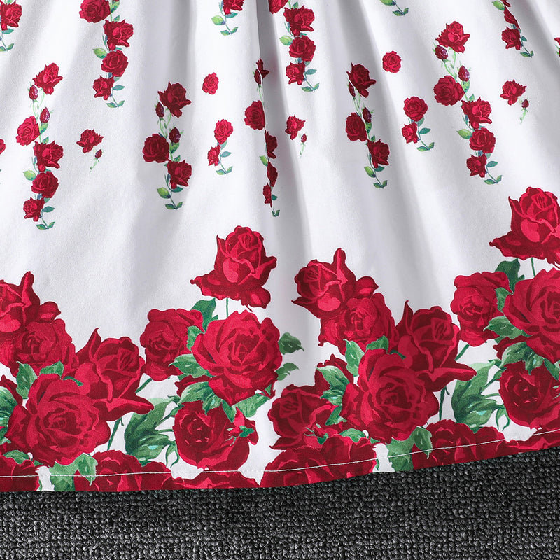 Girls Maroon Floral Printed Flutter Sleeves Fit And Flare Dress Casual Dresses