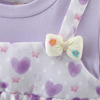 Girls Heart Print Swiss Dot Casual Dress Casual Dresses   