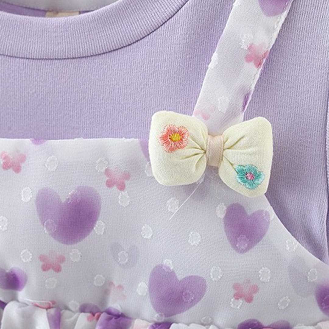 Girls Heart Print Swiss Dot Casual Dress Casual Dresses   