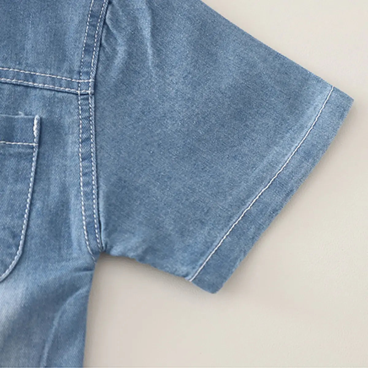 Boys Light Blue Denim Shirt & Cargo Shorts With Printed T-Shirt Sets Sets