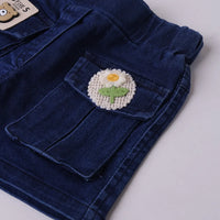 Girls Pink Embroidered Short Sleeve T-Shirt With Denim Shorts Sets 2 pc. Sets