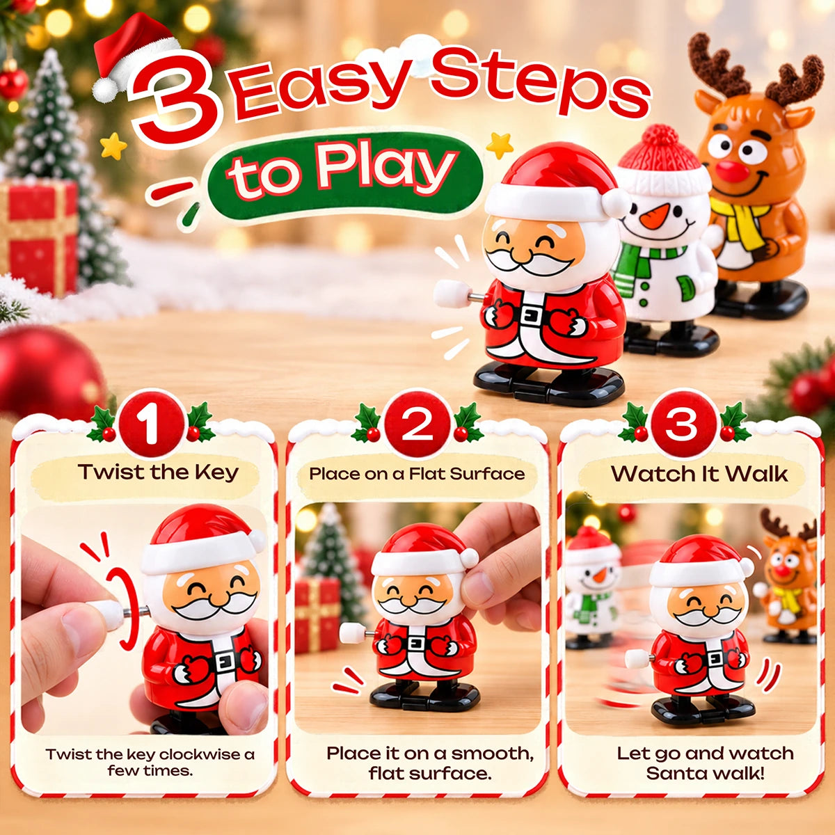 Santa & Friends Festive Wind-Up Toy Set Trending Accessories
