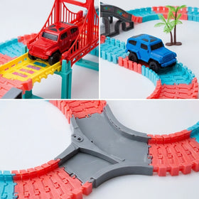 265 PCS DIY Flexible -Electric Rail Car Track with Suspension Bridge- STEM Educational Toy for Boys & Girls Trending Accessories
