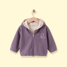 Boys Purple Dinosaur Embroidered Hooded Jacket Coats & Jackets Purple 1-2 Y