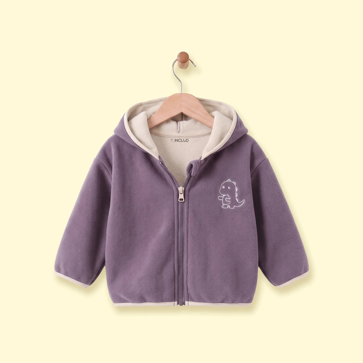 Boys Purple Dinosaur Embroidered Hooded Jacket Coats & Jackets Purple 1-2 Y