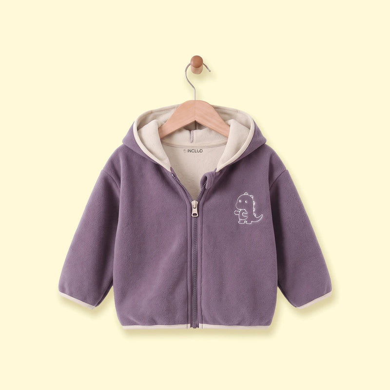 Boys Purple Dinosaur Embroidered Hooded Jacket Coats & Jackets Purple 1-2 Y