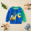 Boys Blue Long Sleeve Excavator Jacquard Sweater Sweaters & Cardigans Blue 2-3 Y
