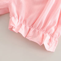 Girls Flower Printed Puff Sleeves Top With Pink Shorts Set 2 pc. Sets