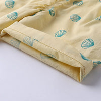 Boys Yellow Seashell Printed Short Sleeve Shirt With Printed Elasticated Shorts Set Sets
