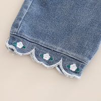 Girls Blue Solid Denim Tunic With T-Shirt & Denim Pants Set 2 pc. Sets