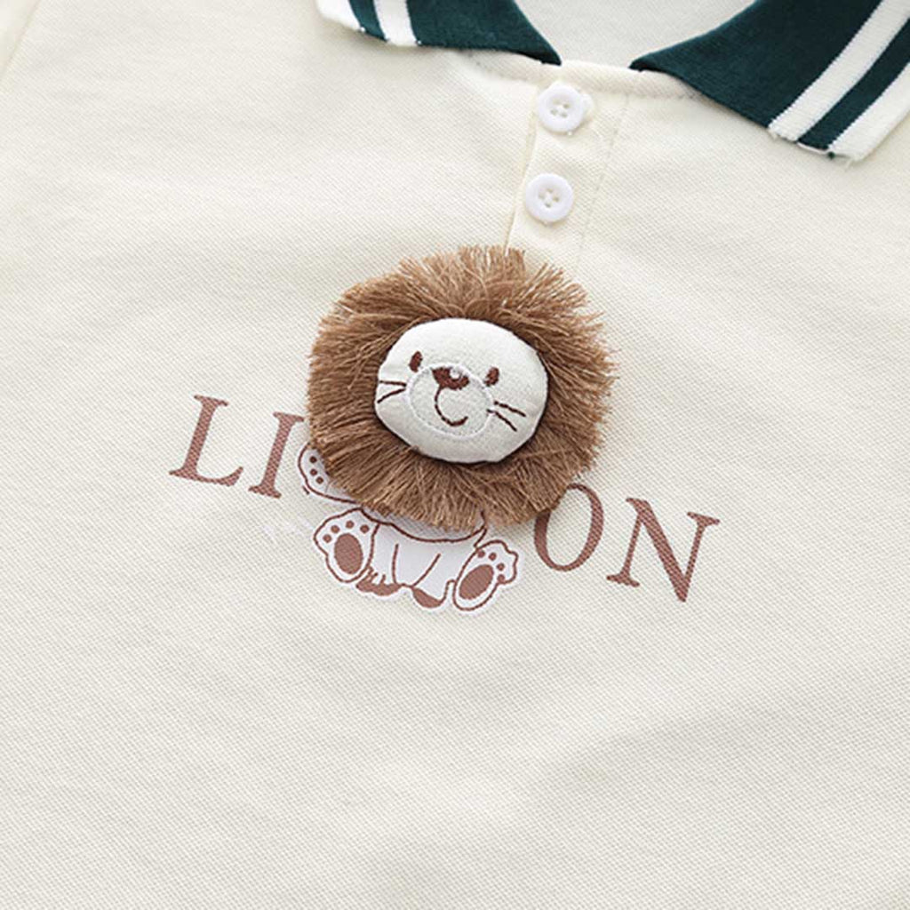 Boys Lion Applique Polo T-Shirt With Denim Shorts Set 2 pc. Sets   