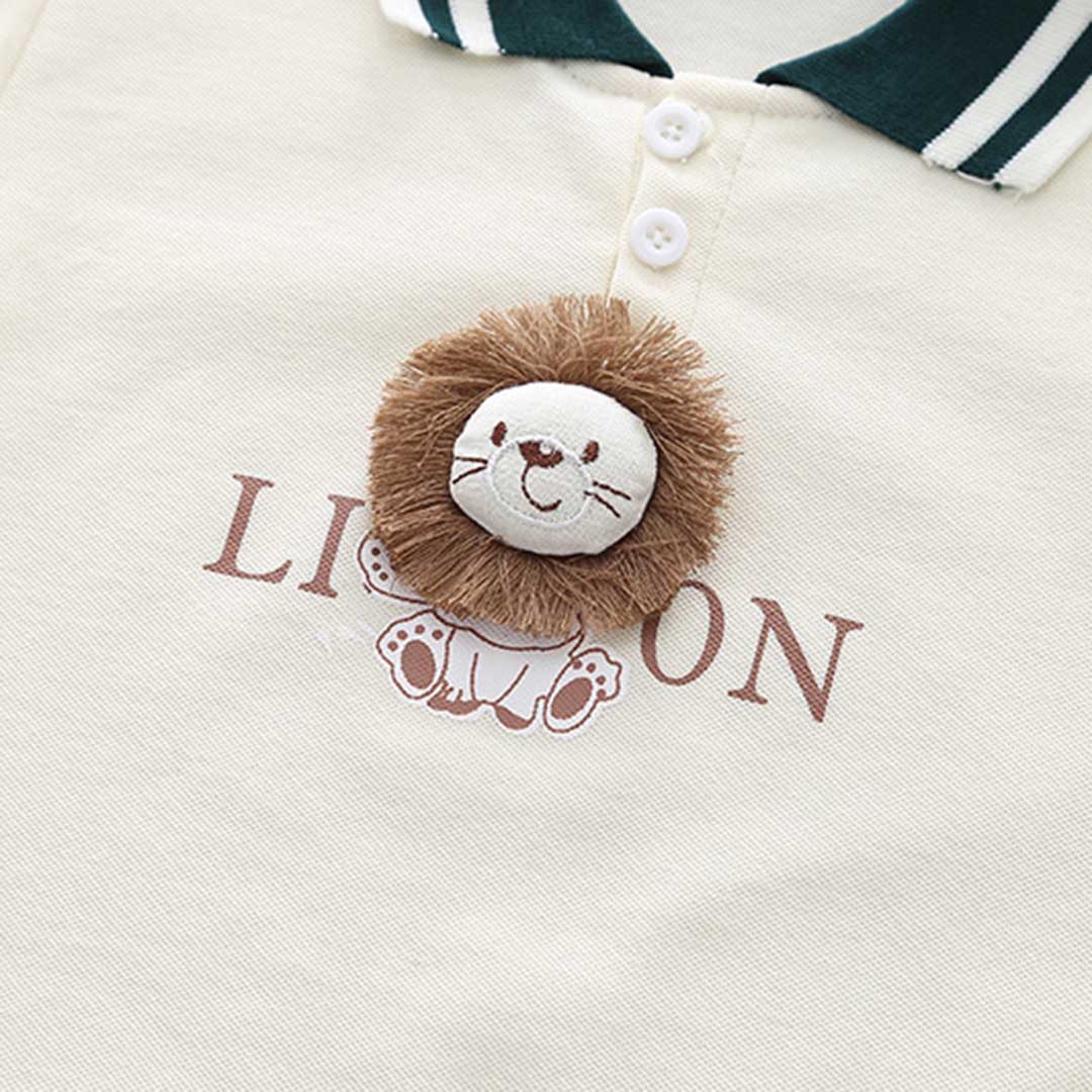 Boys Lion Applique Polo T-Shirt With Denim Shorts Set 2 pc. Sets   