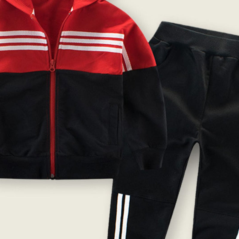 Boys Black Hooded Sweat Shirt with Track Pant Set Sweatshirts & Hoodies   