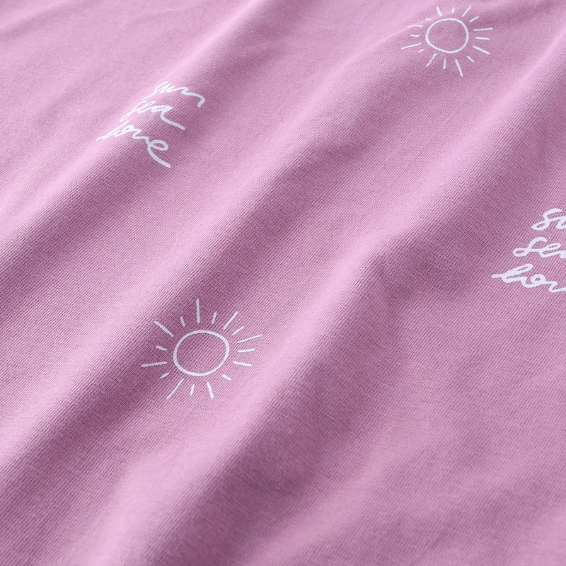 Boys Lilac Sun Printed Short Sleeve T-Shirt With Elasticated Shorts Sets Sets