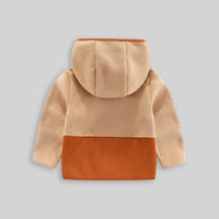 Boys Beige Fleece Hooded Zip-up Jacket Coats & Jackets