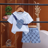 Boys Light Blue Graphic Printed Short Sleeve T-Shirt With Shorts Sets 2 pc. Sets Light Blue 6-12 M