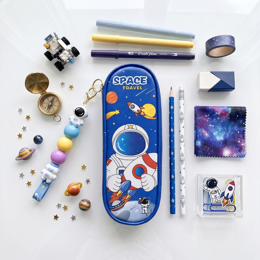Boys Blue Astronaut Space Travel Pencil Box Trending Accessories