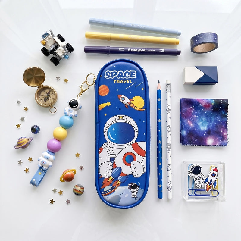 Boys Blue Astronaut Space Travel Pencil Box Trending Accessories