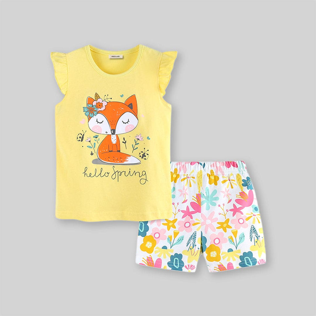 Girls Graphic Print T-Shirt With Shorts Set Sets   