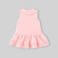 Girls Pink Peter Pan Collar Drop-Waist Dress With Bow Details Casual Dresses
