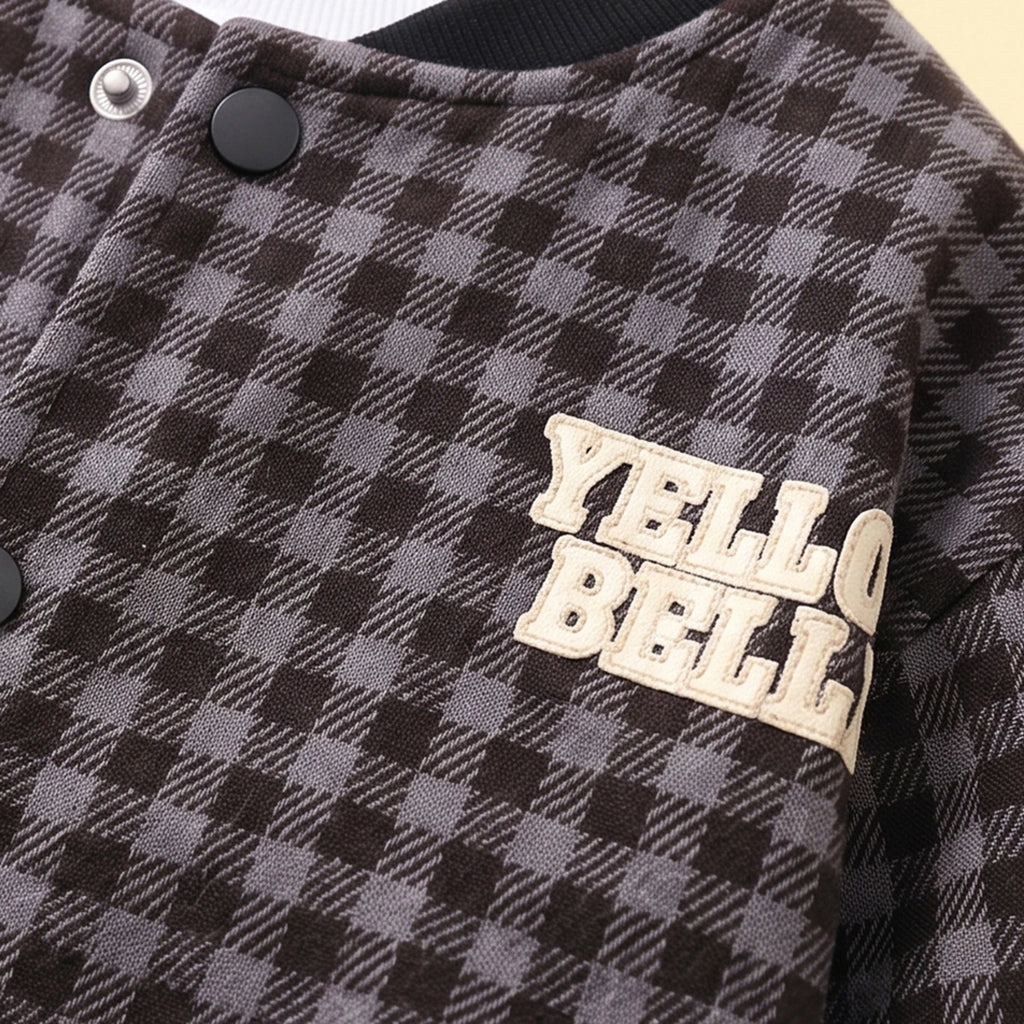 Boys Grey Checked Jacket With T-Shirt And Denim Pants Sets 3 pc. Sets