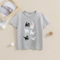 Girls Light Grey Animal Print Short Sleeve T-Shirt Tshirts Light Grey 1-2 Y