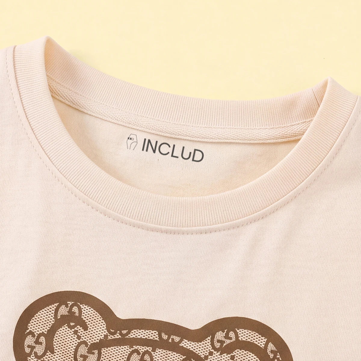 Girls Beige Typography Print T-Shirt With Legging Sets 2 pc. Sets