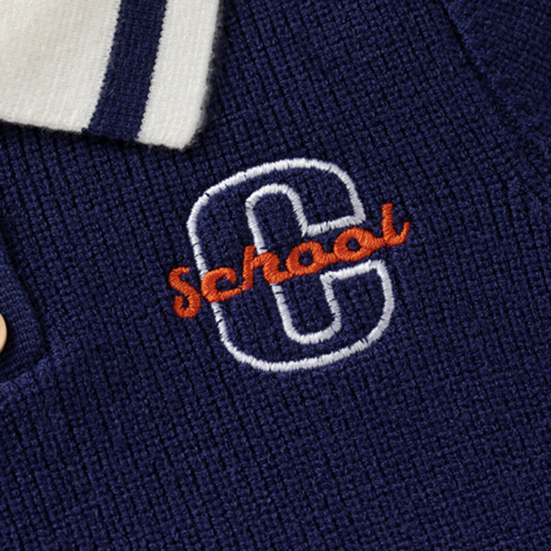 Boys Blue Self-Design Polo Sweater Sweaters & Cardigans