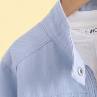 Boys Light Blue Zip-up Jacket & Pants With T-Shirt Sets Sets