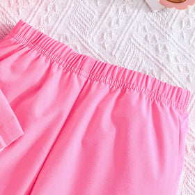 Girls Fuchsia Puff Sleeves Summer Blazer With Trouser Set 2 pc. Sets