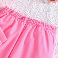Girls Fuchsia Puff Sleeves Summer Blazer With Trouser Set 2 pc. Sets