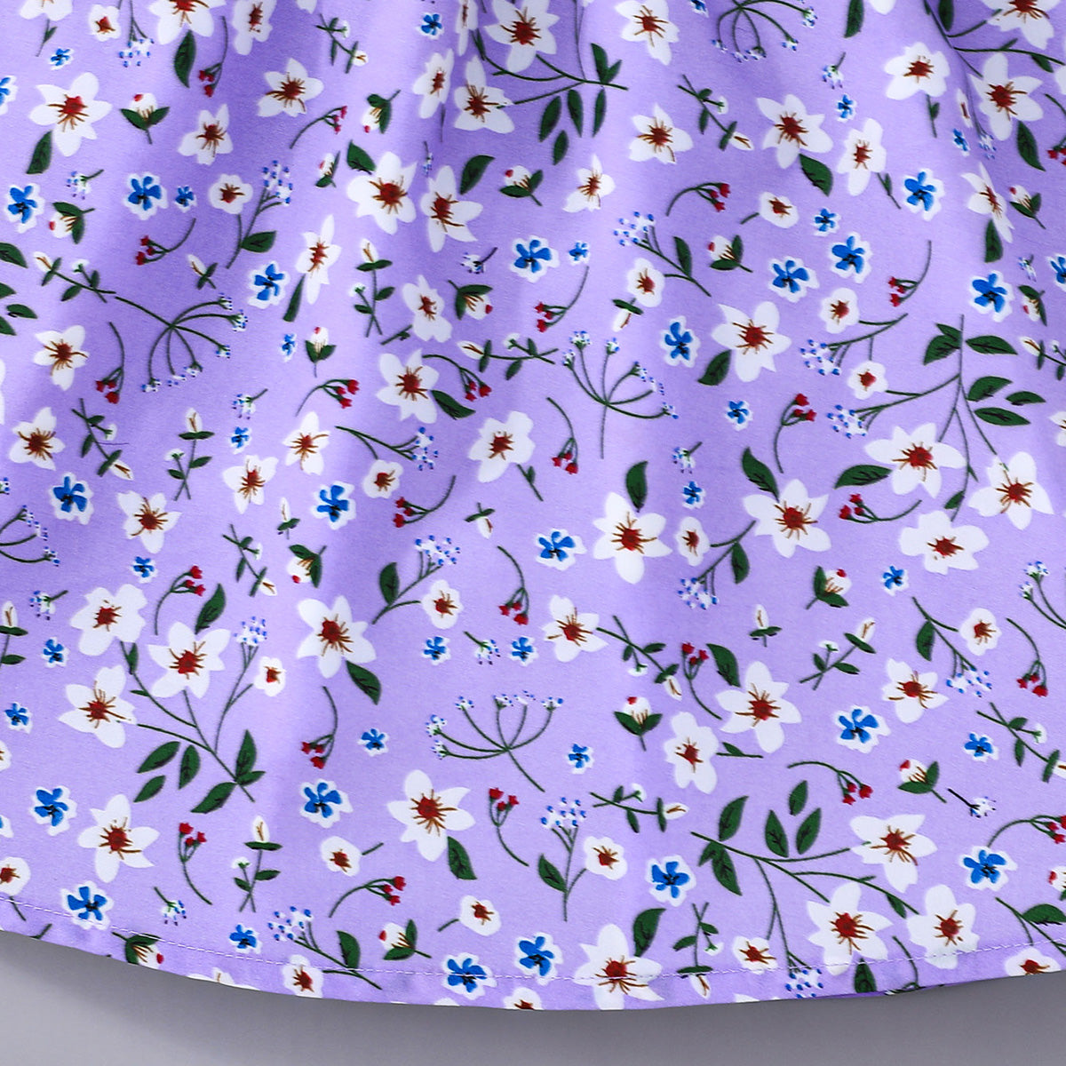 Girls Purple Floral Printed Puff Sleeves Dress Casual Dresses