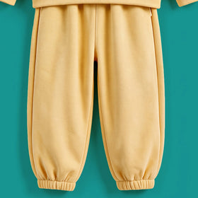 Girls Yellow Graphic Hooded Sweatshirt & Pants Co-ord Sets Sets
