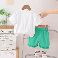 Boys Cartoon Graphic Short Sleeves T-Shirt With Green Shorts Set 2 pc. Sets