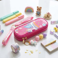 Dark Pink Unicorn Pencil Case with Keychain Trending Accessories