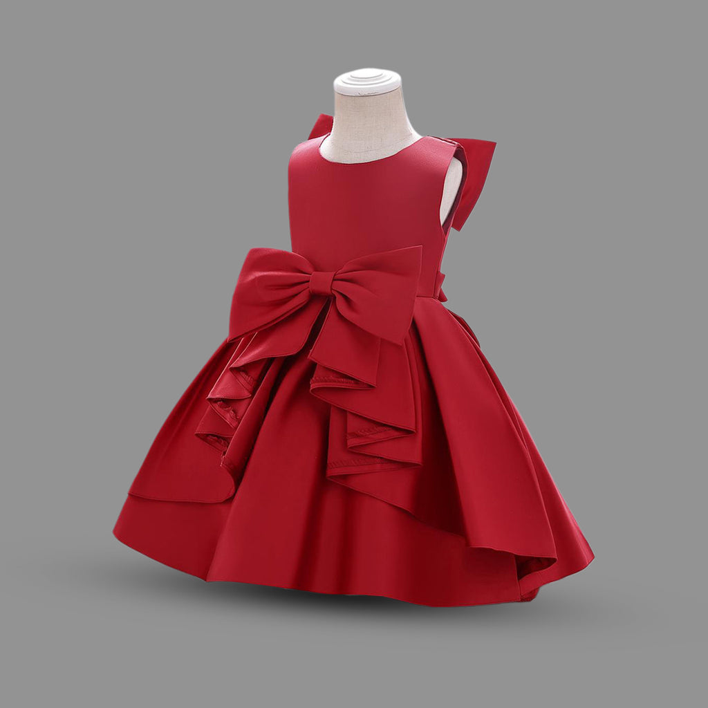 Girls Bow Applique Party Wear Dress Party Dresses   