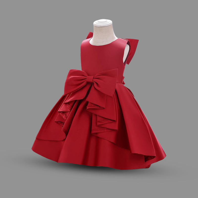 Girls Bow Applique Party Wear Dress Party Dresses   