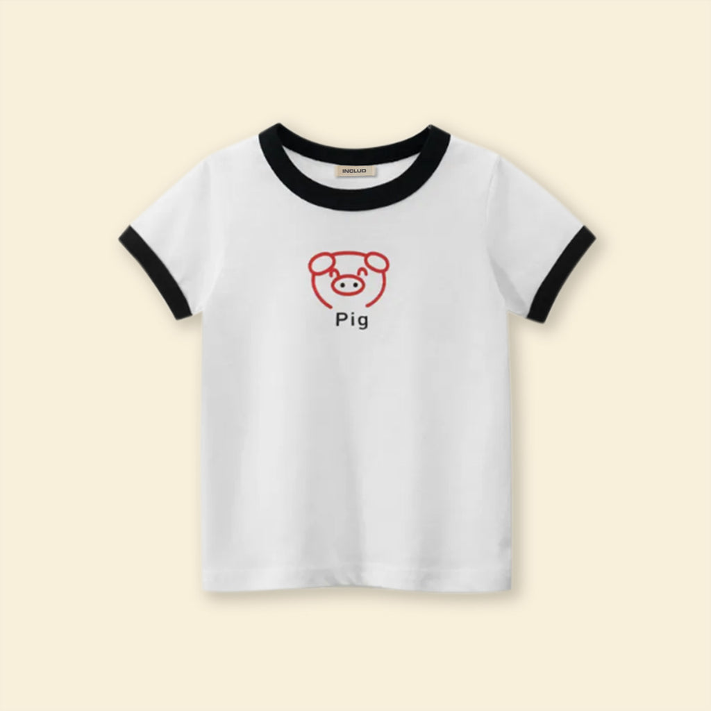 Girls Motif Printed Short Sleeves Casual Tee Tops & T-Shirts