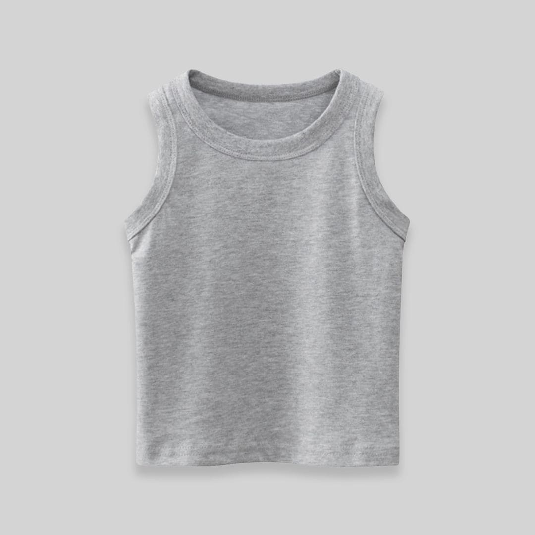 Boys Solid Sleeveless Tank Vests Tshirts Grey 1-2 Y 